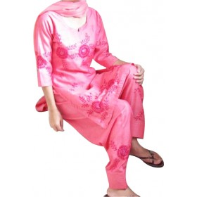 Pink color dhupiyan three piece